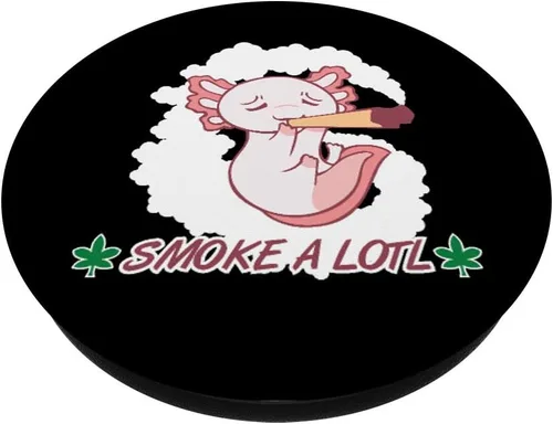 Vista 2 de Weed Smoking Rasta Axolotl Marihuana Cannabis CBD THC Stoner PopSockets PopGrip: Agarre intercambiable para teléfonos y tabletas
