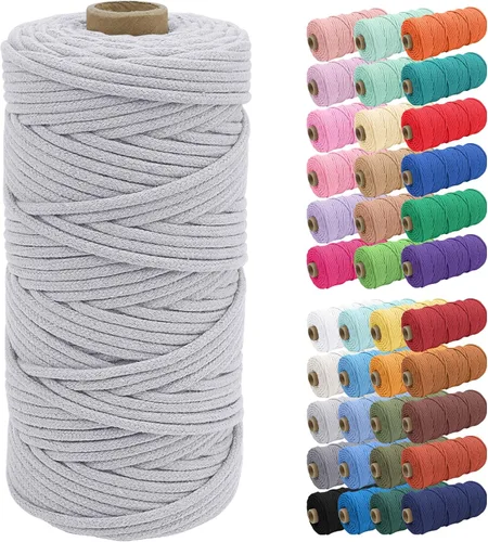 Vista 22 de JeogYong Cuerda de macramé de 0.157 in x 109 yardas, cuerda trenzada de algodón natural, cuerda de macramé para bolsas de ganchillo, colgar