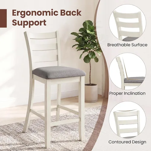 Vista 6 de NAFORT Bar Stools Set of 2, 25.5” Counter Height Bar Stools with Back, Upholstered Bar Stools for Kitchen Island Bar Restaurant, Bar Dining Chairs