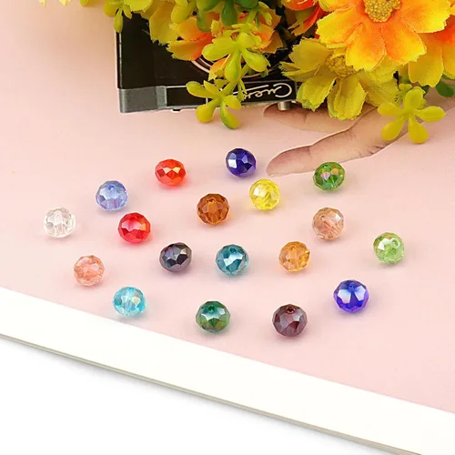 Vista 5 de 246 cuentas de cristal redondas de 0.118 pulgadas (0.118 in) con múltiples facetas sueltas espaciadoras de cristal para hacer joyas, pulseras