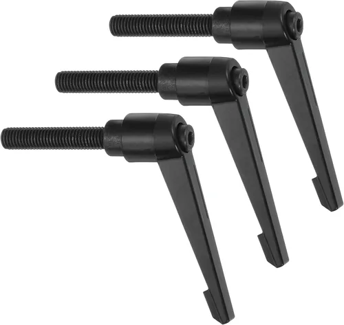 Vista 10 de uxcell 3 perillas ajustables M5 x 0.472 in, rosca macho, botón de trinquete, cierre rápido, perno giratorio para maquinaria de torno, color negro