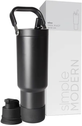 Vista 27 de Simple Modern Trek Pivot Vaso con pajita abatible de 30 oz con asa Botella de agua y protector Tapas intercambiables de pajita y para beber