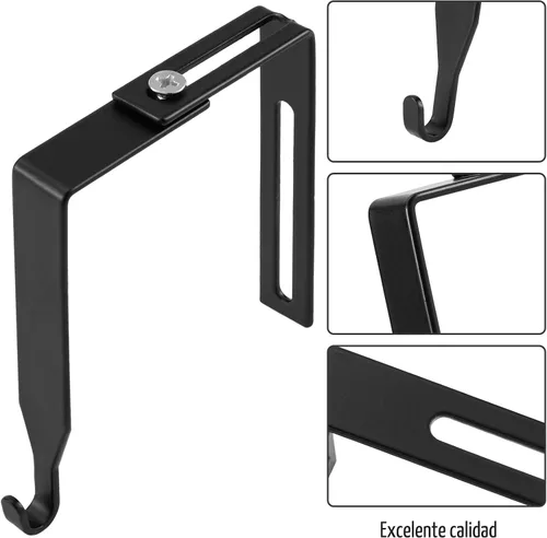 Vista 4 de Amylove 4 ganchos ajustables para cubículos, ganchos universales de metal para cubículos, para colgar puertas, ajustables para adaptarse a paneles