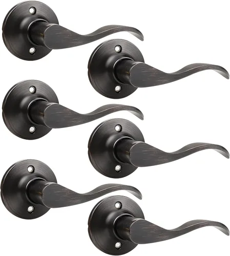 Vista 12 de GOBEKOR Paquete de 1 palancas de puerta para diestros, manijas de puerta francesas, manijas de puerta francesas de bronce aceitado, manija de puerta