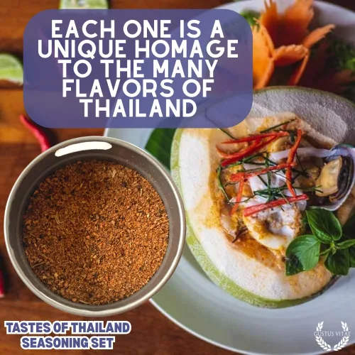 Vista 2 de Thai Seasonings Gourmet Set de regalo – Tastes of Thailand – Mezcla de especias artesanales – Paquete de seis – Sin OMG, totalmente natural, lote