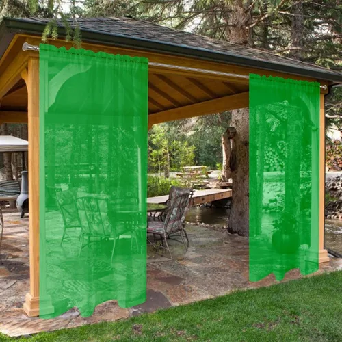Vista 13 de SpaceDresser - Cortinas transparentes impermeables para exterior para patio - 2 paneles con bolsillo para barra, cortinas de gasa transparentes