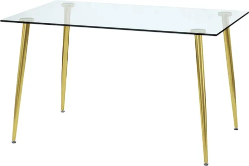 Vista 7 de Ebullient - Mesa de comedor rectangular de vidrio de 51 pulgadas para 4 a 6 años, moderna de mediados de siglo, con mesa de vidrio templado, patas