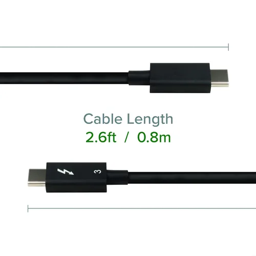 Vista 4 de Plugable Cable Thunderbolt 3 de 40 Gbps soporta carga de 100 W (20 V, 5 A), 2.6 pies / 31.5 in certificado por Thunderbolt, compatible con USB C
