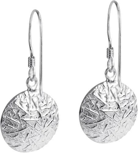 Vista 3 de Botón redondo con relieve estilo plata de ley 925. Dangle Earrings