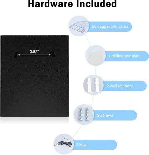 Vista 6 de xydled Caja de sugerencias con cerradura montable en pared de metal para donación/boleta/votación/colección/caja de depósito de llaves con 50