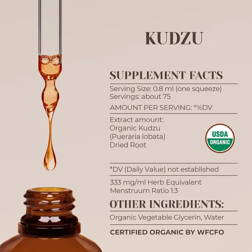 Vista 3 de Kudzu USDA Extracto orgánico sin alcohol Suplemento dietético, tintura de alta potencia Kudzu orgánico certificado natural (Pueraria lobata)
