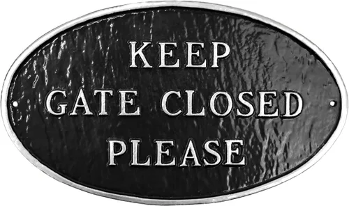 Vista 9 de Montague Metal Products - Letrero de placa con texto en inglés "Keep Gate Closed Please State" - Letrero de puerta - Placa de pared o césped cerrada
