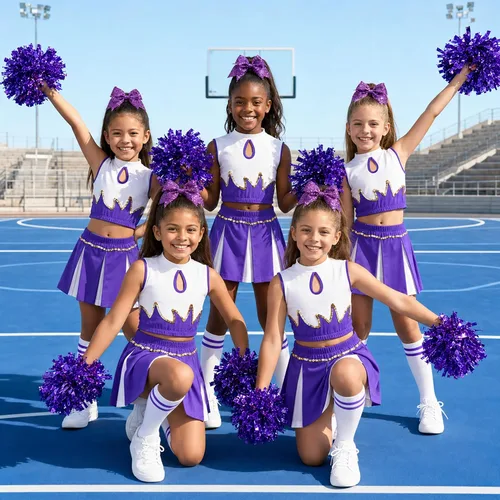 Vista 5 de lontakids Traje de animadora para niñas, 5 piezas, diseño de llama Morado