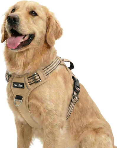 Vista 19 de Funfox Arnés para perro sin tirones, arnés de chaleco ajustable para mascotas, material súper suave con mango vertical, fácil control, paseo