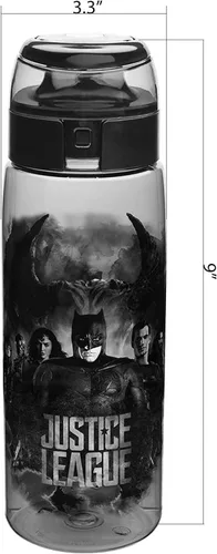 Vista 3 de Zak Designs DC Comics - Botella de agua de la película de la Liga de la Justicia con lazo, sin BPA, 25 onzas