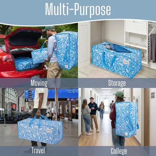 Vista 61 de VENO Paquete de 6 bolsas de mudanza resistentes con correas de mochila, cremalleras y asas, bolsas de embalaje extragrandes para artículos