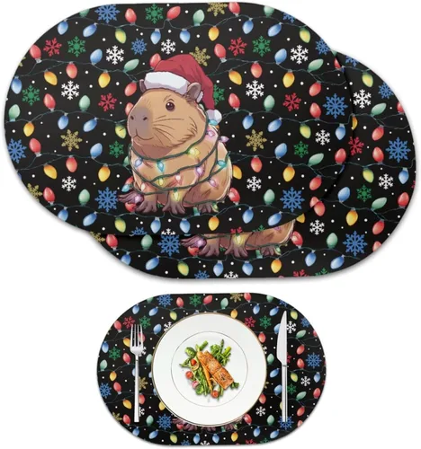 Vista 41 de Buteterfly - Juego de 2 manteles individuales con diseño ovalado, impermeables, lavables, resistentes al calor, decoración del hogar, cocina