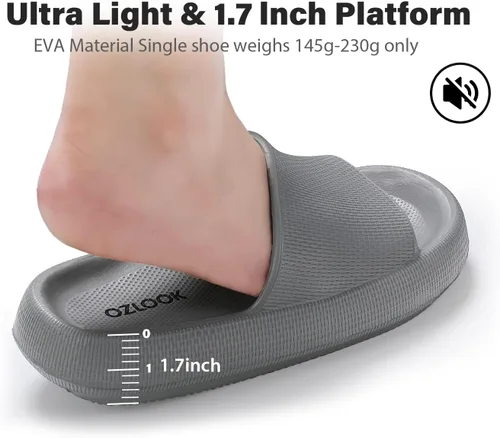 Vista 4 de Sandalias Cloud Slides para mujeres y hombres de secado rápido, antideslizantes, suela gruesa y suave, pantuflas de ducha para interiores
