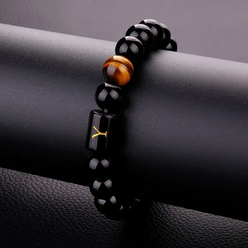 Vista 127 de SUMMER LOVE Regalos para el Día del Padre, pulsera con inicial de piedra de ónix negro de 0.394 pulgadas para hombres, pulsera de cuerda trenzada