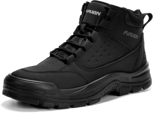 Vista 12 de Furuian - Botas de trabajo unisex con punta de acero, cómodas y ligeras para hombres, con resistencia al deslizamiento, puntera de acero, zapatos