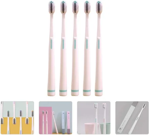 Vista 9 de Cepillos de dientes de viaje, 5 piezas, cepillo de dientes extra para adultos con cerdas micro cepillos de dientes manuales para encías, cepillos