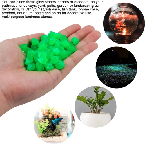 Vista 7 de 600 piedras decorativas que brillan en la oscuridad, piedras luminosas de jardín que brillan con luz y energía solar para decoración al aire libre
