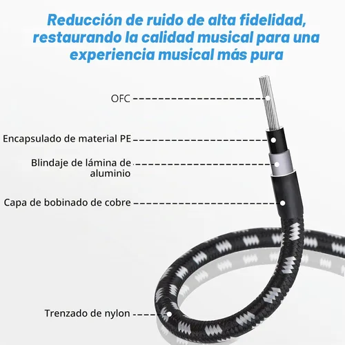 Vista 7 de Cable de guitarra de 10 pies de 0.25 in recto a ángulo recto, cable de audio trenzado de reducción de ruido para guitarra eléctrica, bajo