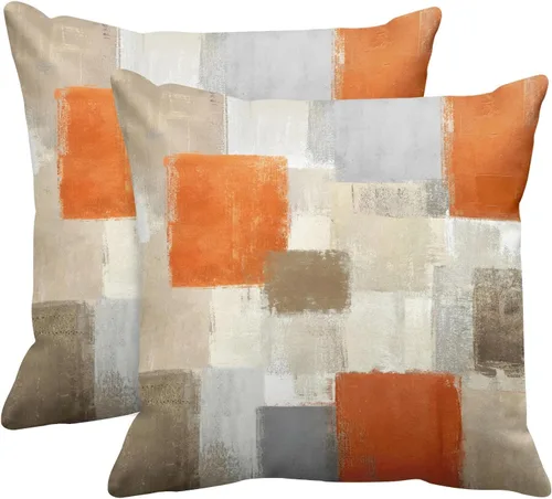 Vista 10 de Emvency Juego de 2 fundas de almohada modernas con pintura abstracta negra, blanca y gris, fundas de almohada decorativas para sofá, decoración