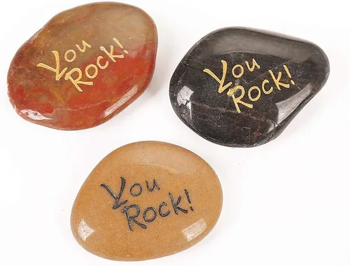 Vista 6 de RockImpact You Rock - 50 piezas de regalos de rock You are amazing grabadas inspiradoras rocas de fe, regalos novedosos, agradecimiento, gratitud