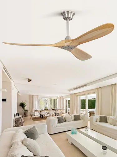 Vista 19 de Sofucor - Ventilador de techo sin luces, de 52 pulgadas, de perfil bajo, montaje empotrado, moderno, de madera, con control remoto, para interiores