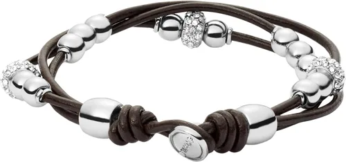 Vista 2 de Fossil - Pulsera de acero inoxidable y cuero genuino para mujer