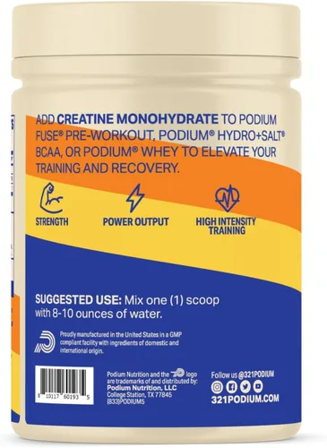 Vista 7 de Podium Nutrition, Solos Monohidrato de creatina, 50 porciones, limonada rosa, aumenta el rendimiento atlético