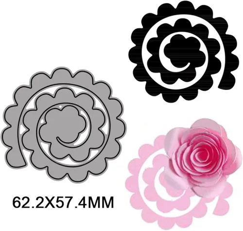 Vista 3 de 10 piezas de troqueles de metal de flores en espiral 3D para hacer tarjetas DIY, álbumes de recortes, troqueles en relieve, plantilla de punzón