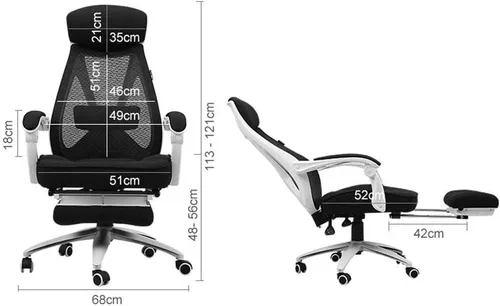 Vista 2 de Silla ergonómica de malla ejecutiva de respaldo alto, con soporte lumbar ajustable, reposacabezas y reposabrazos
