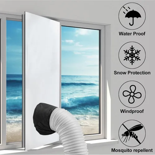 Vista 3 de Kit de paño de ventilación portátil para ventana de aire acondicionado, sello de ventana de aire acondicionado, ventilación universal de CA