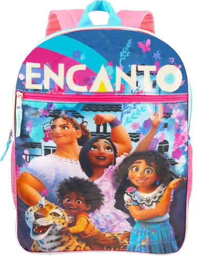 Vista 2 de Juego de mochila Encanto Paquete con mochila Encanto de 16 pulgadas para niñas, paquete de juego Encanto con páginas para colorear y calcomanías