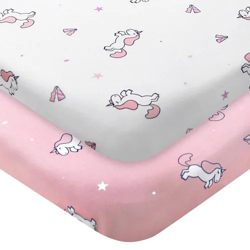 Vista 15 de Sábana de cuna, paquete de 2 sábanas de cuna, sábanas de cuna ultra suaves para bebés niños o niñas, ajuste universal para cuna rectangular