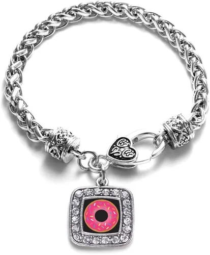 Vista 86 de Pulsera de dijes cuadrados de plata con joyería de circonita cúbica