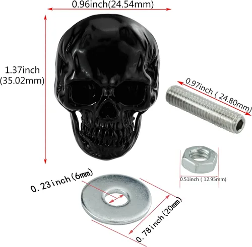 Vista 2 de Abfer Cubiertas de Tornillos de Matrícula con Diseño de Calavera Antirrobo Kit de Pernos de Marco de Tornillo de Matrícula Decorativo Compatible