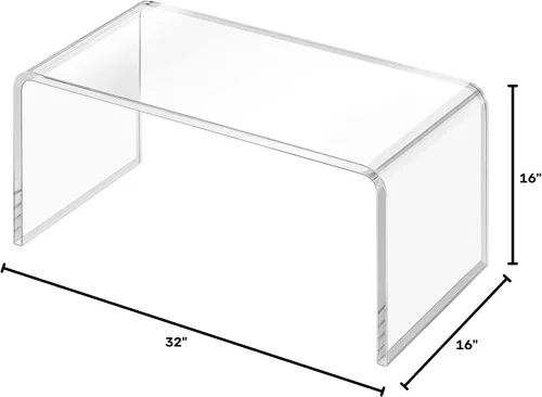 Vista 3 de Mesa auxiliar transparente y mesa de centro pequeña, elegante mesa de sofá con bordes redondeados, mesas de sala de estar en cascada de acrílico