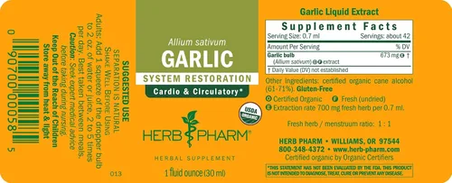 Vista 6 de Herb Pharm Extracto líquido de ajo orgánico certificado para apoyo cardiovascular y circulatorio - 1 onza