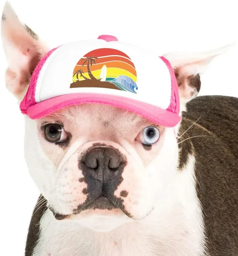 Vista 9 de Sunset Collection, sombreros de camionero de PupLid para perros (XXS) Protección solar elegante de alta calidad para el perro moderno, ajustable