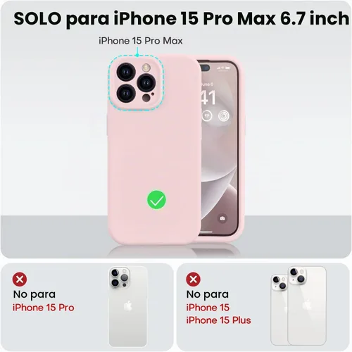 Vista 5 de Vooii Compatible con iPhone 15 Pro Max, Funda de silicona premium mejorada, [Protección de cámara] [Forro de microfibra suave antiarañazos] Funda