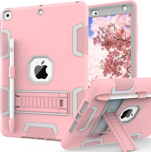 Vista 33 de CCMAO Funda para iPad de 6ª/5ª generación (9.7 pulgadas, 2018/2017), iPad Air de 2ª generación (2014) con soporte, funda protectora híbrida a prueba