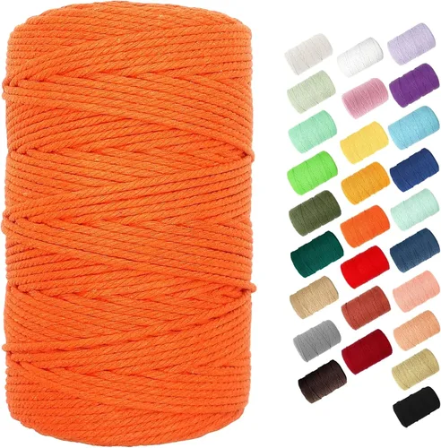 Vista 9 de Cuerda de macramé de 0.118 in para 220 yardas, cuerda de algodón de 68.8 pies, cuerda de macramé de color 100% natural para kit de macramé, ganchos