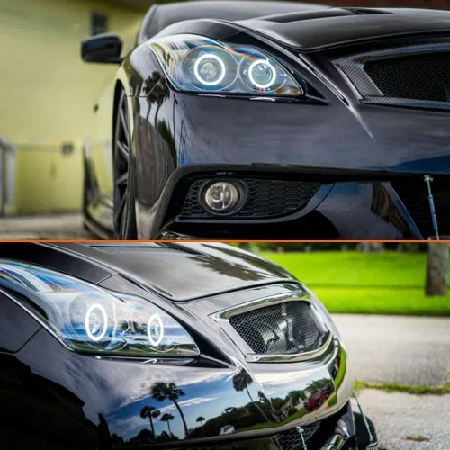 Vista 3 de Cubierta de rejilla de parrilla de capó frontal de fibra de carbono para Infiniti G37 2008-2013 Coupé 2 puertas de reemplazo de conversión