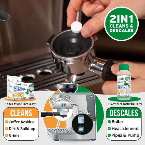 Vista 6 de Caffenu Kit de limpieza y descalcificación para máquinas de café espresso Breville Complete cleaning and descaling kit for Breville espresso