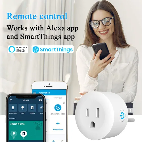 Vista 7 de Enchufe inteligente, DOGAIN Zigbee Smart Plugs Outlet funciona con ST y Echo Plus Hub Control de voz compatible con Alexa y el Asistente de Google