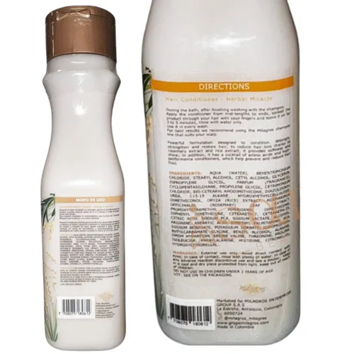 Vista 3 de Acondicionador Milagro Herbal Cuidado del Cabello Crecimiento del Cabello Para cabellos Milagros Crecimiento y fuerza capilar romero 15.2 fl oz