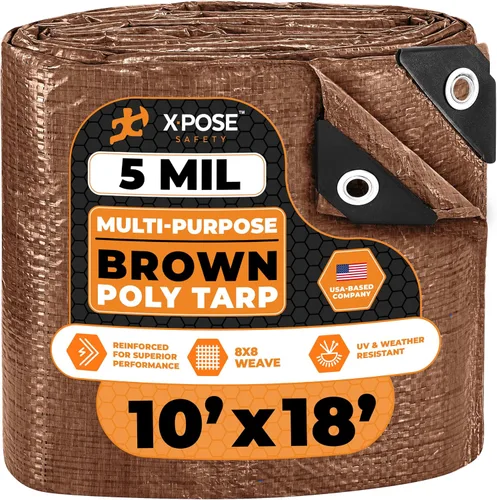 Vista 33 de Xpose Safety - Lona de polietileno ligera azul – Funda protectora multiusos, paño de goteo – duradero, impermeable, resistente a la intemperie
